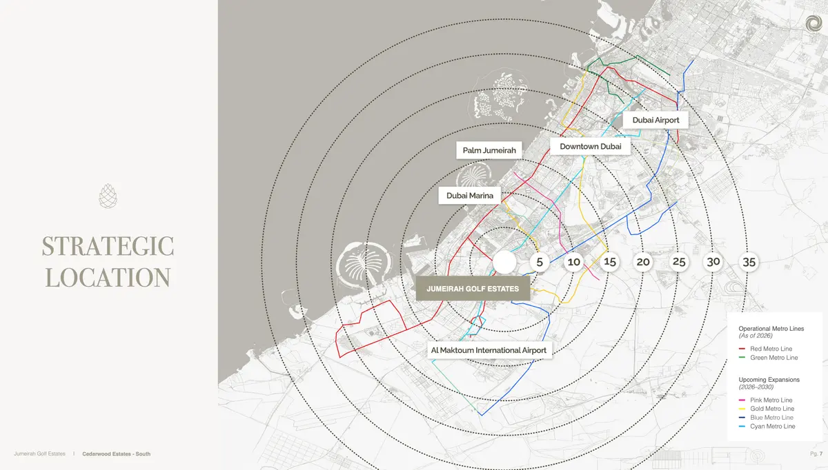 Map of the area around Jumeirah Golf Estates 2